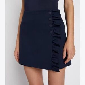 Tory Burch Midnight Blue Mini Skirt with Button Accents